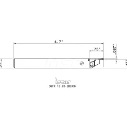 Indexable Grooving-Cutoff Toolholder: DGTR12.7B-2D24SH, 0.075 to 0.098