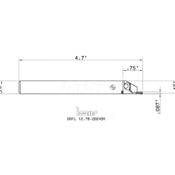 Indexable Grooving-Cutoff Toolholder: DGTL 12.7B 2D24SH, 0.075 to 0.098
