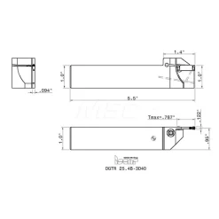 Indexable Grooving-Cutoff Toolholder: DGTR 25.4B-3D40, 0.118 to 1/8