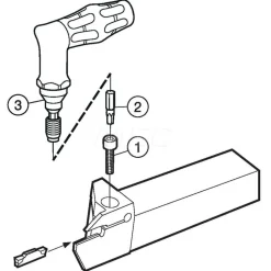 Indexable Grooving-Cutoff Toolholder: RF123E059-16B, 1.85 to 2.39 mm Groove Width, 14.99 mm Max Depth of Cut, Right Hand