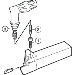 Indexable Grooving-Cutoff Toolholder: RF123F079-16B, 2.39 to 3.18 mm Groove Width, 20.07 mm Max Depth of Cut, Right Hand