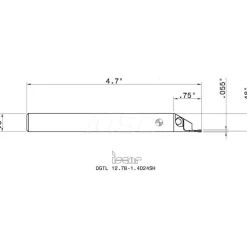 Indexable Grooving-Cutoff Toolholder: DGTL-12.7B-1.4D24SH, 0.055 to 0.055
