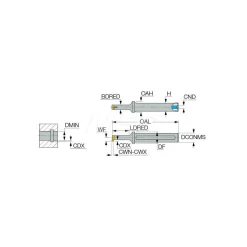 Indexable Grooving Toolholder: MG 12.7-11C25, Internal, Right Hand