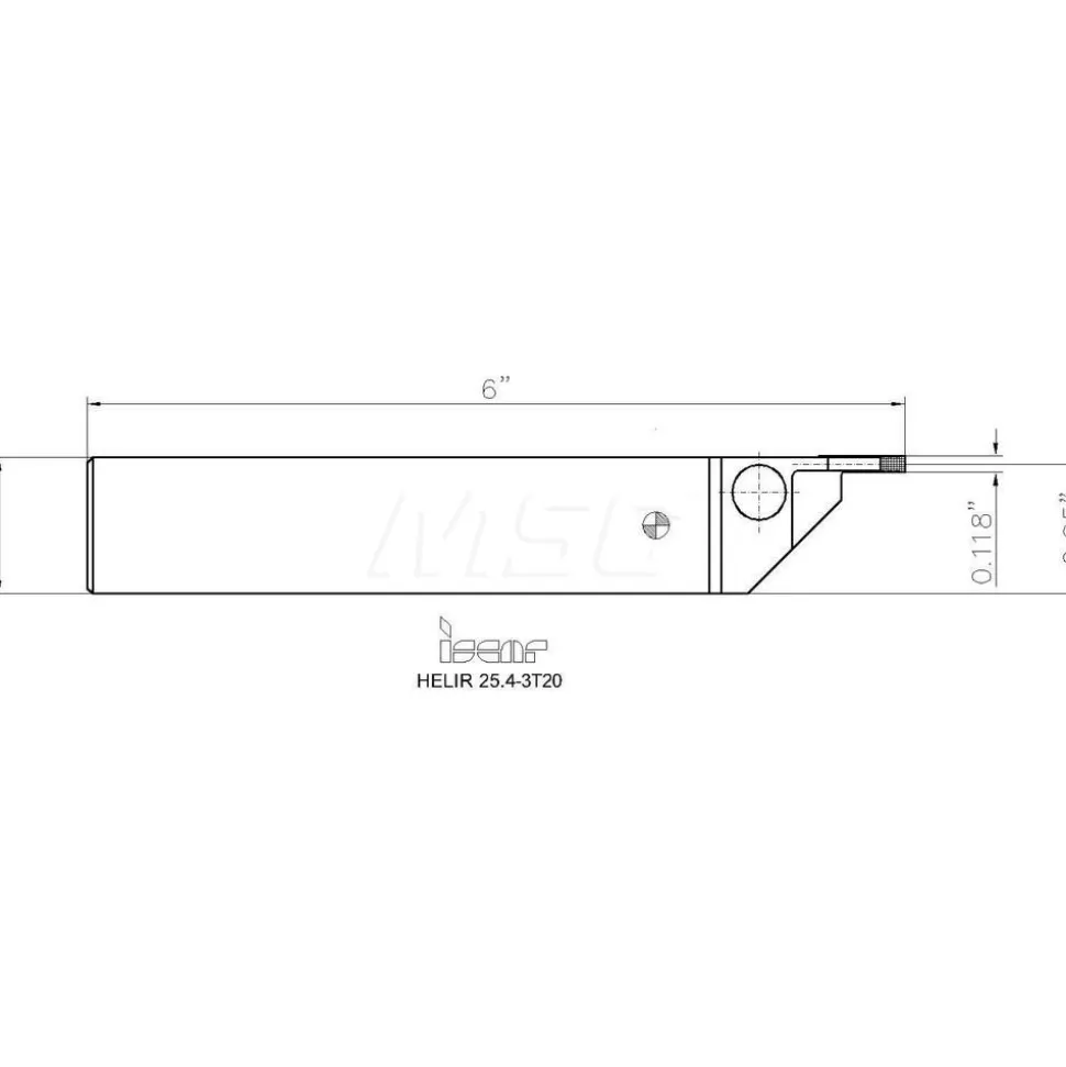 Indexable Grooving Toolholder: HELIR 25.4-3T20, External, Right Hand, 1.76" Max Workpiece Dia