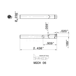 Indexable Grooving Toolholder: MGCH 06, Internal, Right Hand