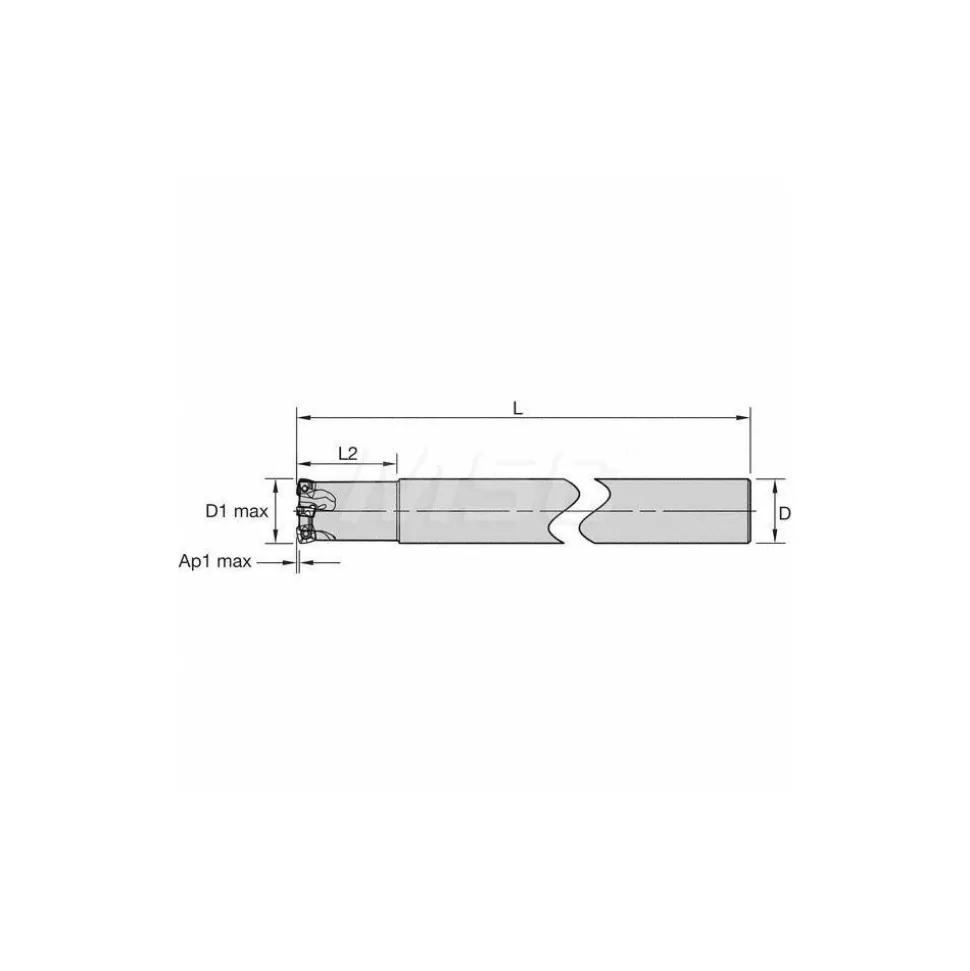 Indexable High-Feed End Mill: C7792VXP06CA1.0Z4R6.1, Straight Shank
