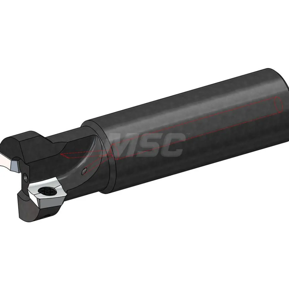 Indexable High-Feed End Mill: 1-1/4X1X3/8X4", Cylindrical Shank