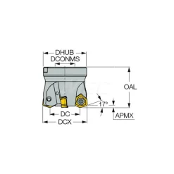 Indexable High-Feed Face Mill: 1.37 to 2