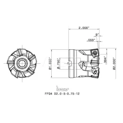 Indexable High-Feed Face Mill: 1.136 to 2