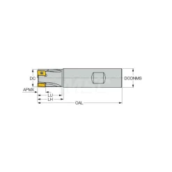 Indexable Square-Shoulder End Mill: T490ELND.75-3-W.75-08, 3/4" Cut Dia, 0.315" Max Depth of Cut, 3/4" Dia Weldon Flat Shank
