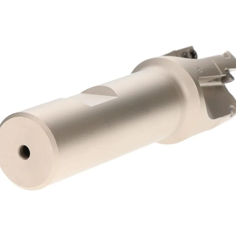 Indexable Square-Shoulder End Mill: HM90 E90A-D1.00-4-W.75, 1" Cut Dia, 0.394" Max Depth of Cut, 3/4" Dia Weldon Flat Shank