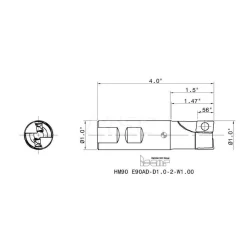 Indexable Square-Shoulder End Mill: HM90E90AD-D1.0-2-W1.00, 1" Cut Dia, 0.56" Max Depth of Cut, 1" Dia Weldon Flat Shank