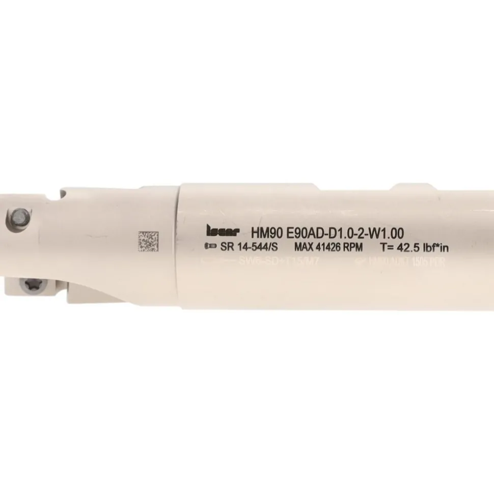 Indexable Square-Shoulder End Mill: HM90E90AD-D1.0-2-W1.00, 1" Cut Dia, 0.56" Max Depth of Cut, 1" Dia Weldon Flat Shank