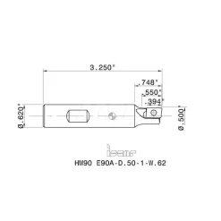 Indexable Square-Shoulder End Mill: HM90 E90A-D.50-1-W.62, 1/2