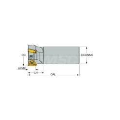 Indexable Square-Shoulder End Mill: HM390ETCD075W3W0.75-07, 3/4