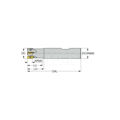 Indexable Square-Shoulder End Mill: HP E90AN-D.50-2-W.5-7, 1/2" Cut Dia, 0.303" Max Depth of Cut, 1/2" Dia Weldon Flat Shank