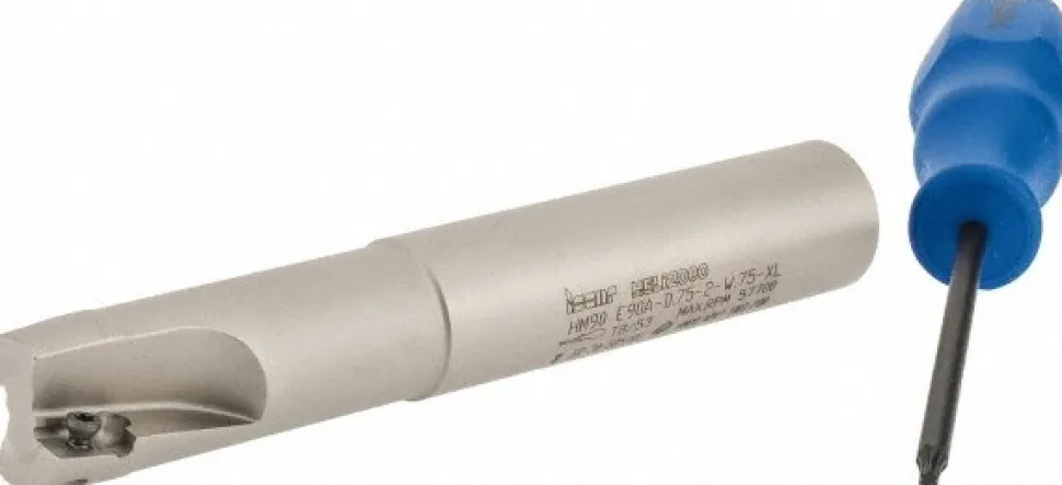Indexable Square-Shoulder End Mill: HM90 E90A D.75-2W.75XL, 3/4" Cut Dia, 0.394" Max Depth of Cut, 3/4" Dia Weldon Flat Shank