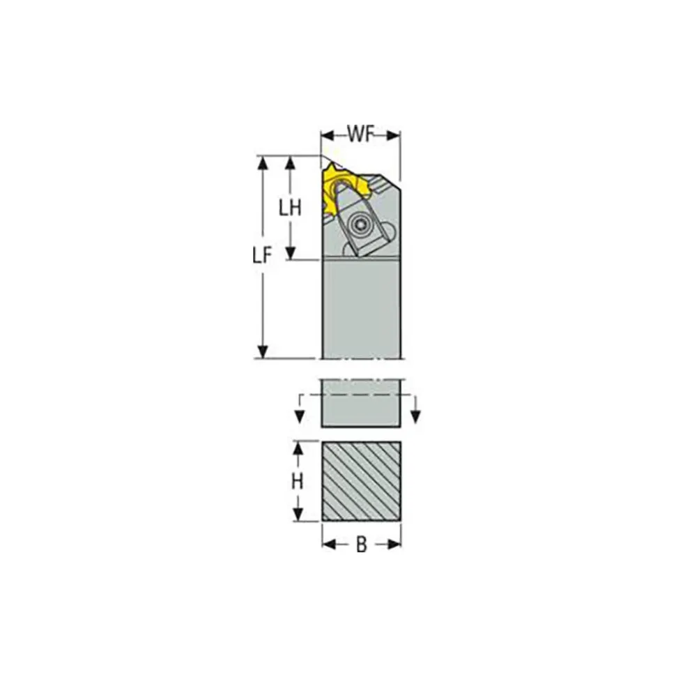 Indexable Threading Toolholder: External, Right Hand, Uses 1.5 Inserts, 3/4 x 3/4" Shank