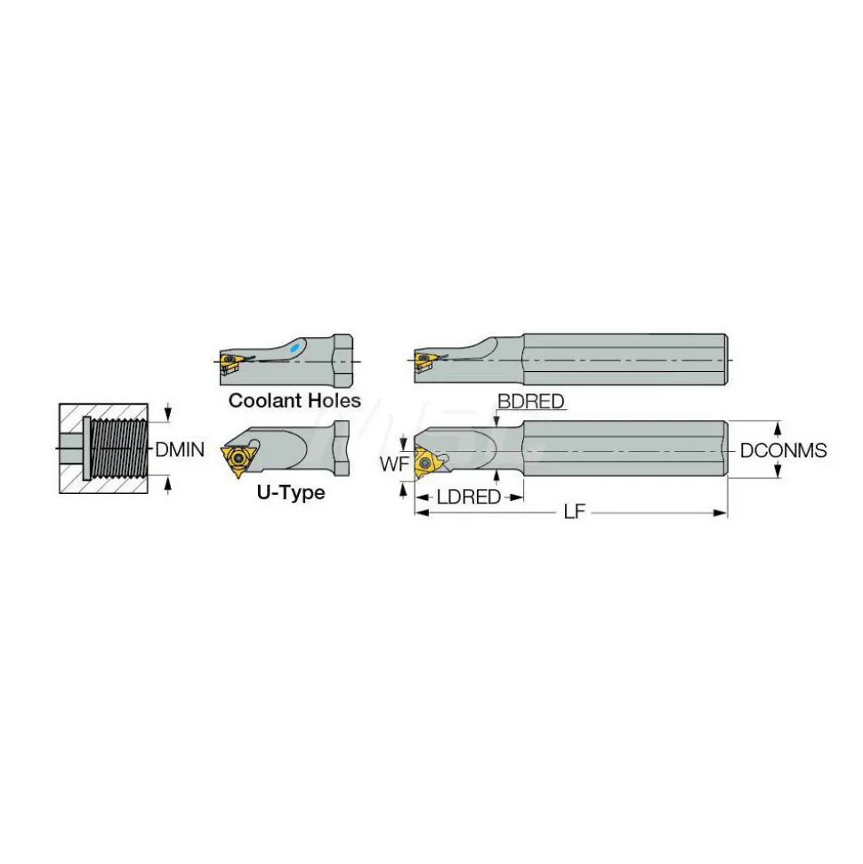 Indexable Threading Toolholder: Internal, Right Hand, 0.315 x 0.315" Shank