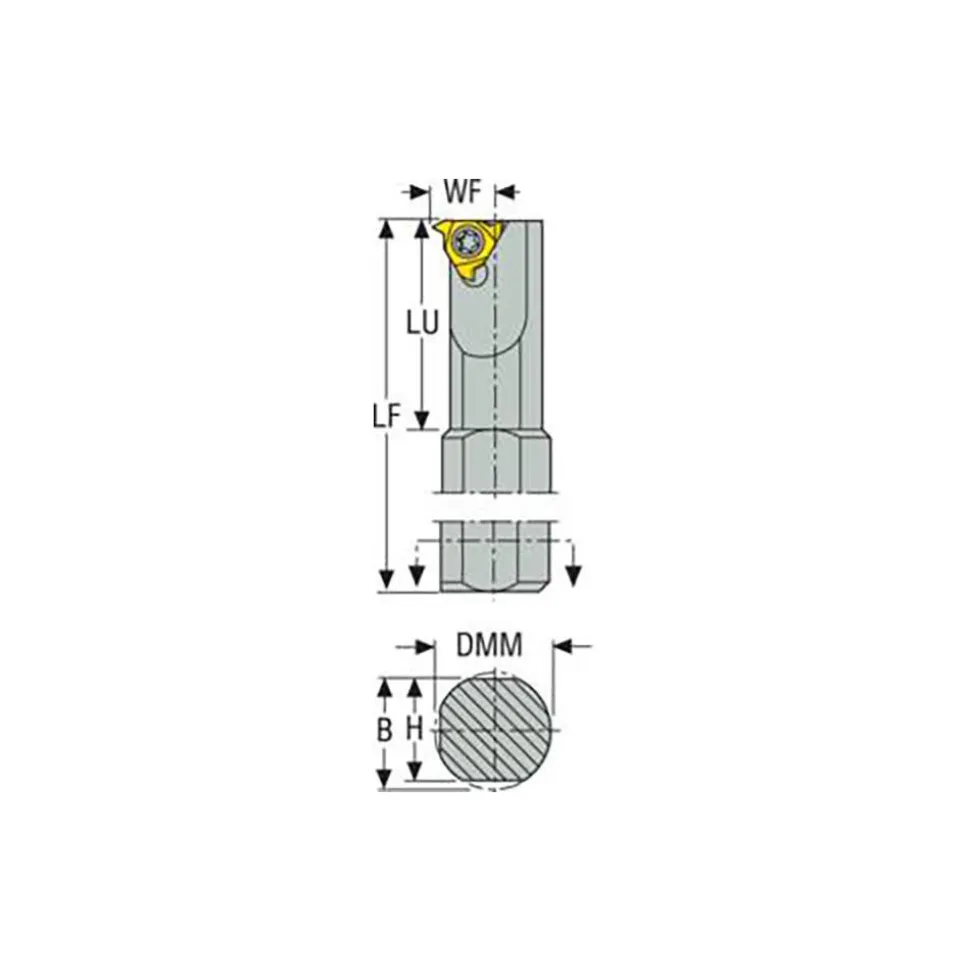 Indexable Threading Toolholder: Internal, Right Hand, 0.691 x 3/4" Shank