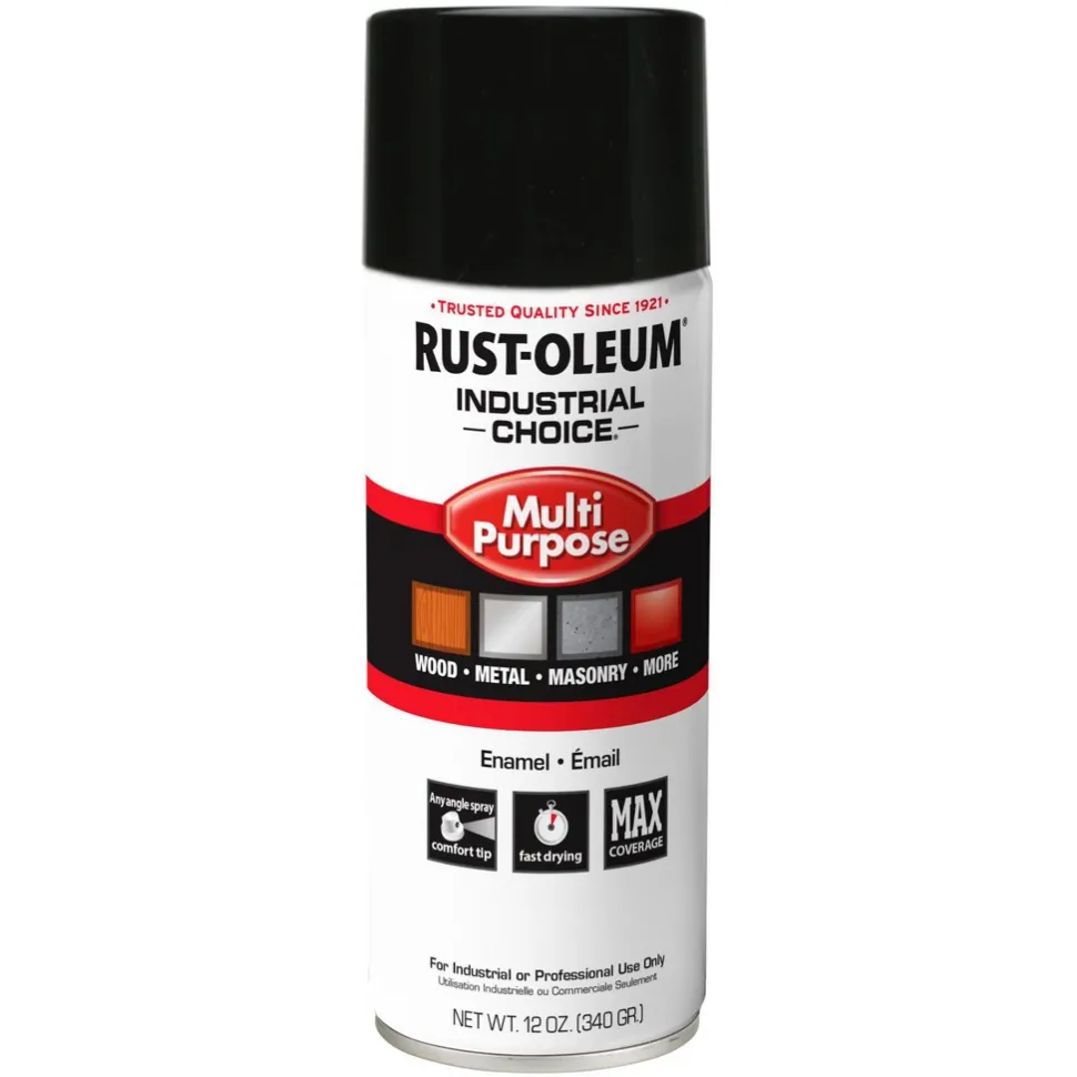 Industrial Choice 1600 Multi-Purpose Enamel Spray Paint, Black, Gloss, 12 oz