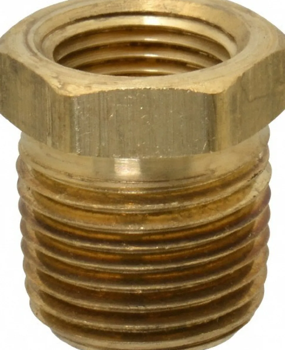 Industrial Pipe Bushing: 3/8" Female Thread, 1/2" Male Thread, MNPTF x FNPTF