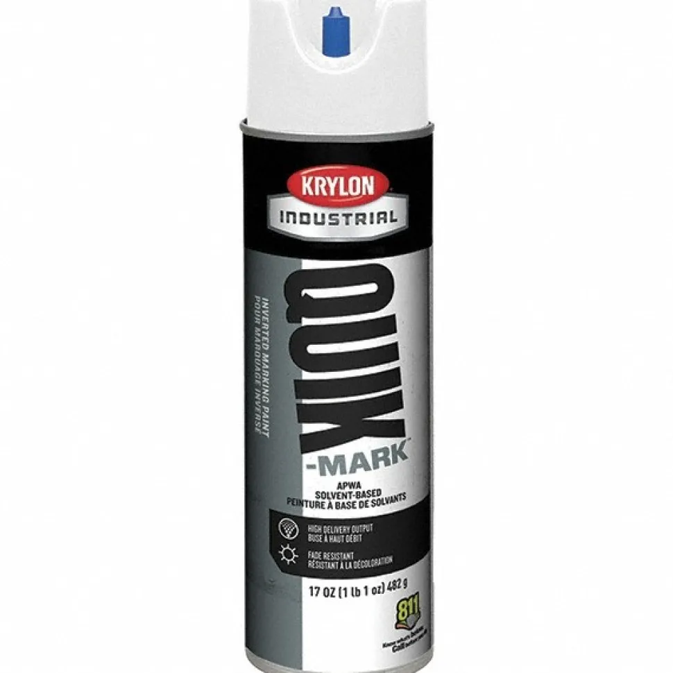 Industrial Quik-Mark™ Solvent-Based Inverted Marking Paint, Flat, Utility White, 17 oz