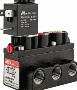 1/4" Inlet x 1/4" Outlet, Solenoid Actuator, Spring Return, 2 Position, Body Ported Solenoid Air Valve