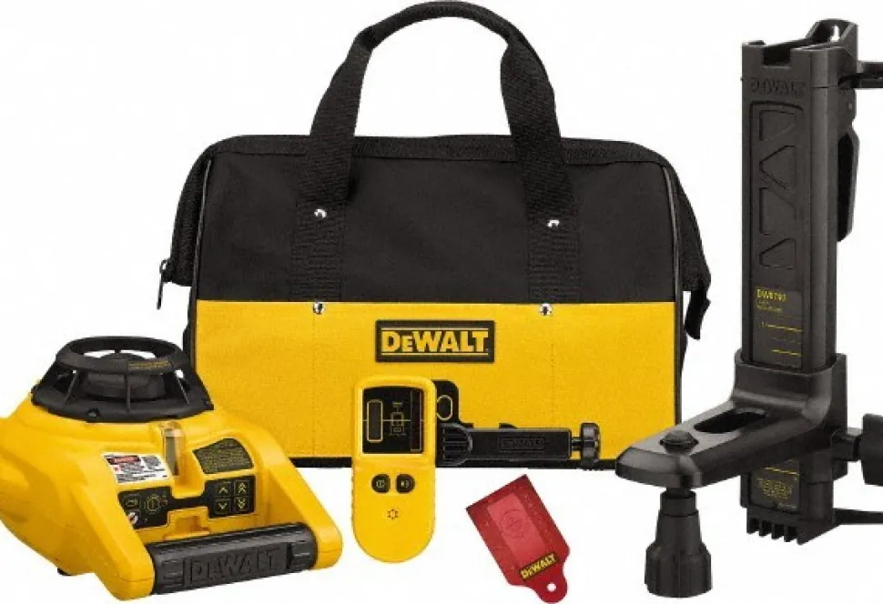 100' (Interior) & 600' (Exterior) Measuring Range, 1/4" at 100' & 2mm at 10m Accuracy, Self-Leveling Rotary Laser with Detector