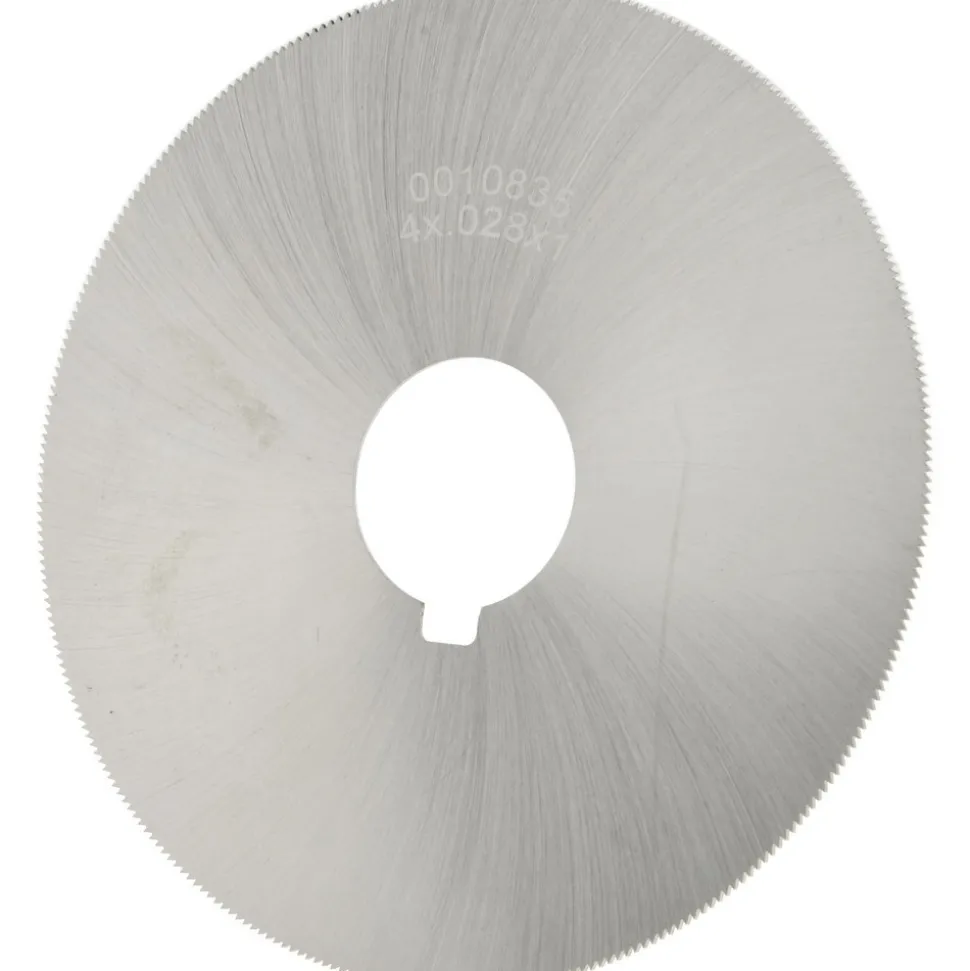 Jeweler's Saw: 4" Dia, 0.028" Thick, 1" Arbor Hole, 310 Teeth, High Speed Steel