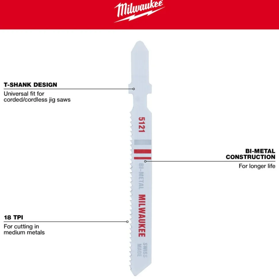Jigsaw Blades: Blade Material: Bi-Metal; Blade Length (Inch): 3; Blade Length (mm): 3.00; Blade Width (Decimal Inch): 0.2800