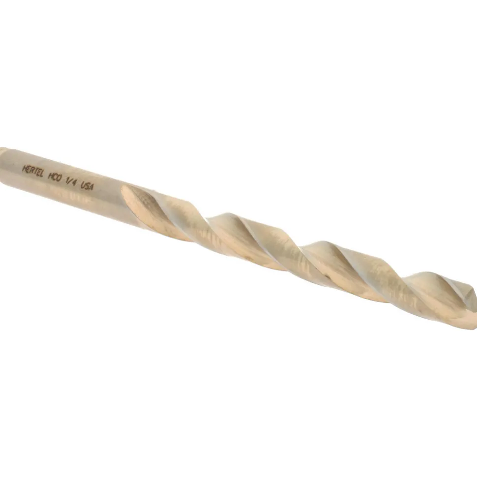 Jobber Length Drill Bit: 1/4" (0.2500) Dia, 135 deg, Cobalt