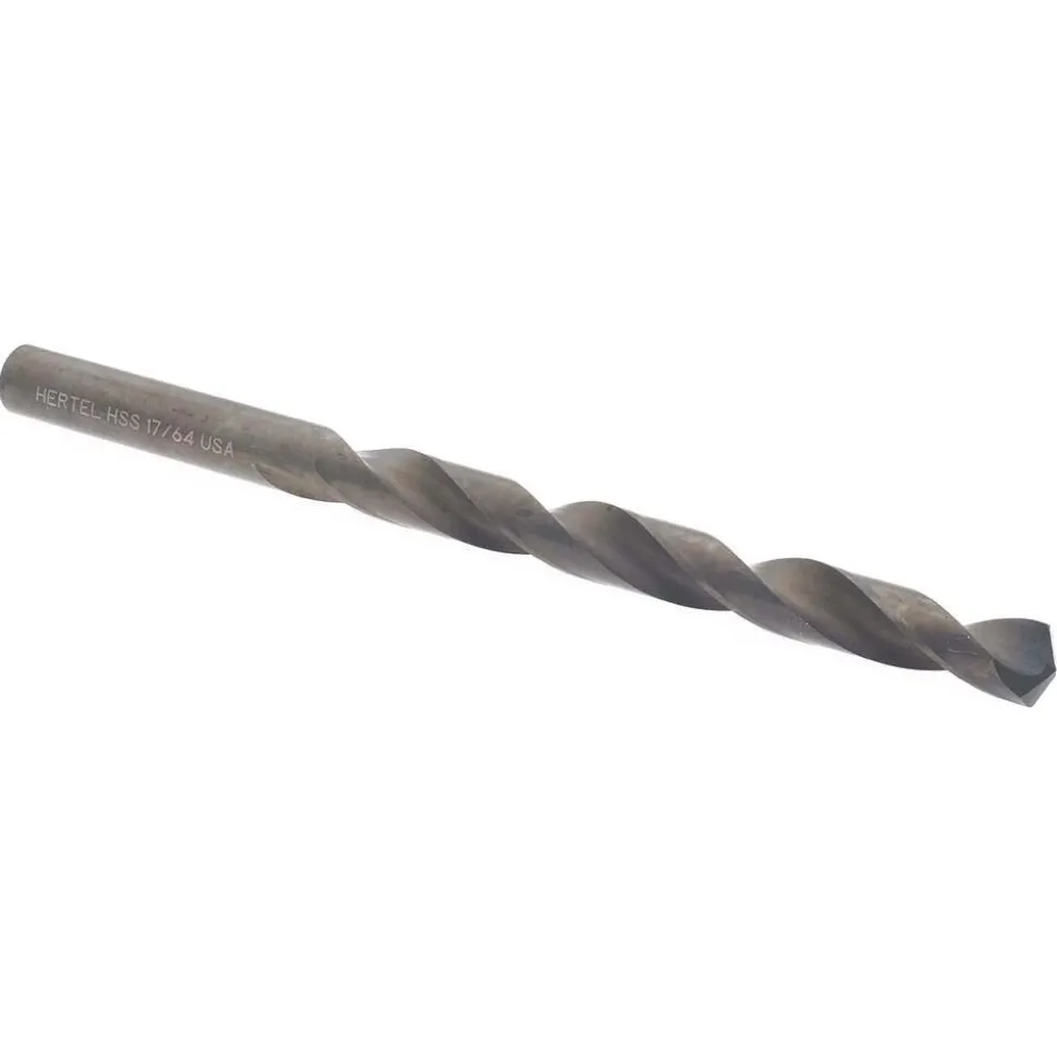 Jobber Length Drill Bit: 17/64" (0.2656) Dia, 135 deg, HSS