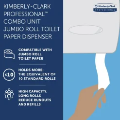 Jumbo Roll Toilet Paper Dispenser, Combo Unit, Black, 20.43" x 13.12" x 5.8"
