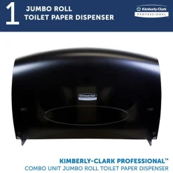 Jumbo Roll Toilet Paper Dispenser, Combo Unit, Black, 20.43