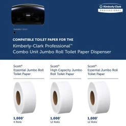 Jumbo Roll Toilet Paper Dispenser, Combo Unit, Black, 20.43