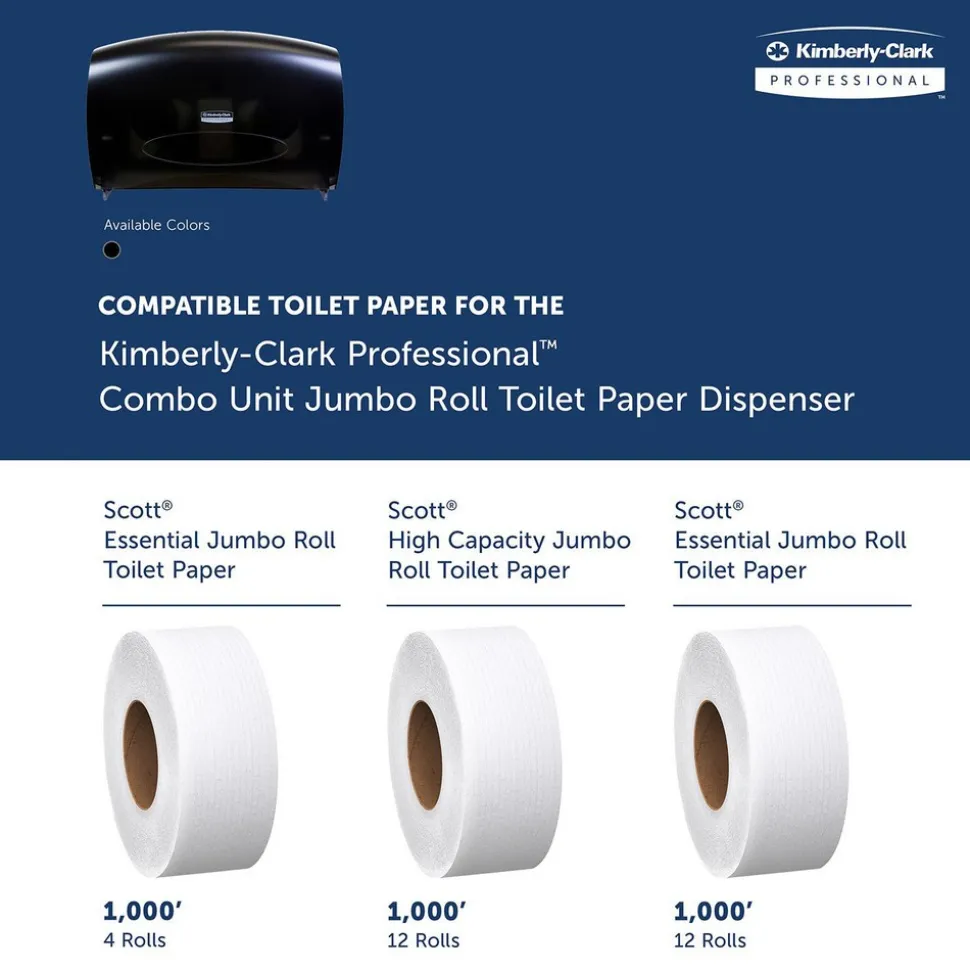 Jumbo Roll Toilet Paper Dispenser, Combo Unit, Black, 20.43" x 13.12" x 5.8"