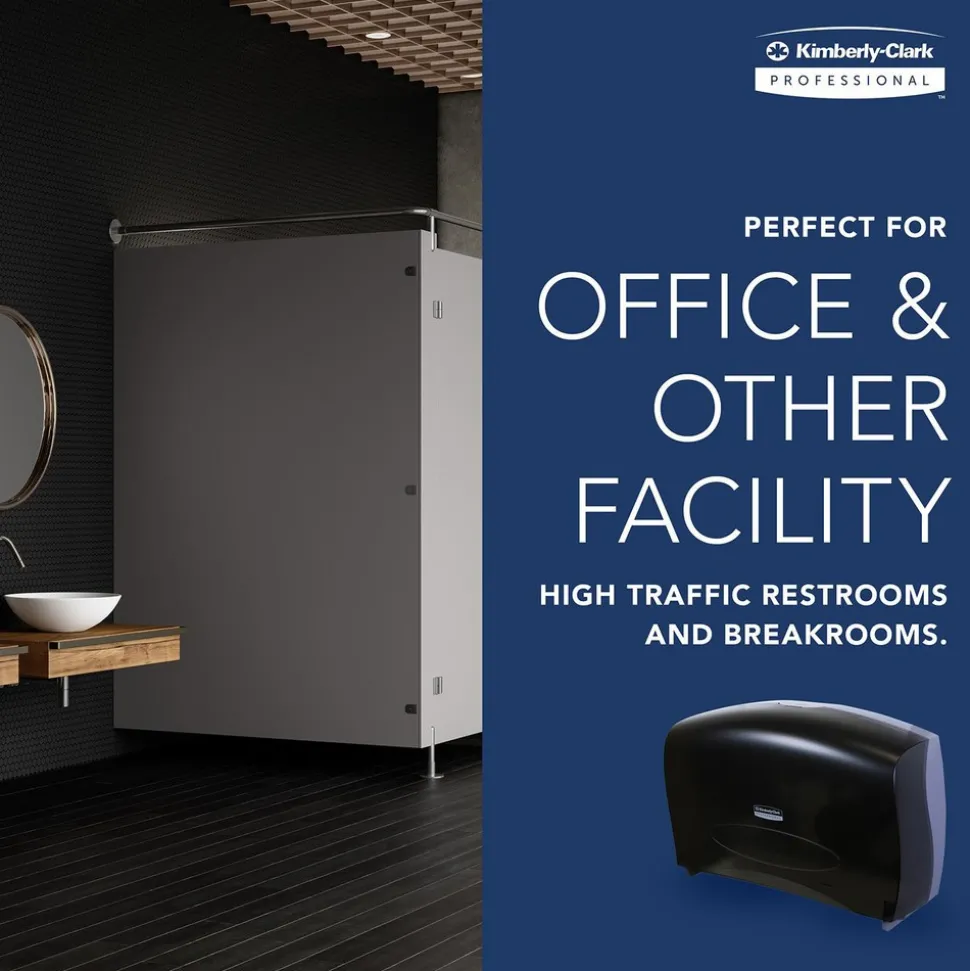 Jumbo Roll Toilet Paper Dispenser, Combo Unit, Black, 20.43" x 13.12" x 5.8"