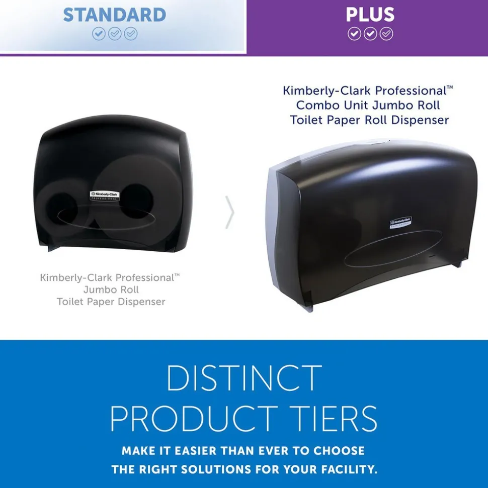 Jumbo Roll Toilet Paper Dispenser, Combo Unit, Black, 20.43" x 13.12" x 5.8"