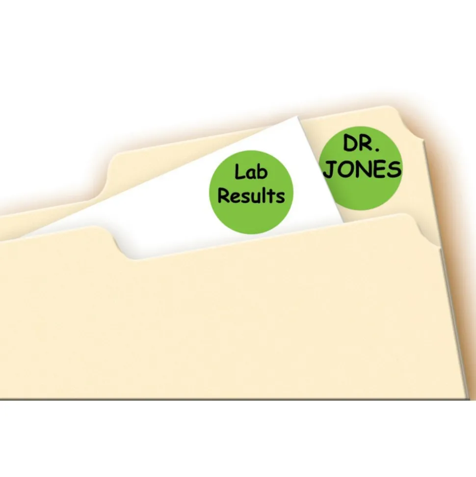 Label Maker Label: Flouorescent Green, Adhesive, 1008 per Roll, 1 Roll