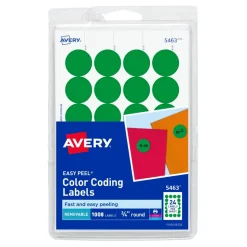 Label Maker Label: Green, Paper, 3/4" OAL, 3/4" OAW, 1,008 per Roll