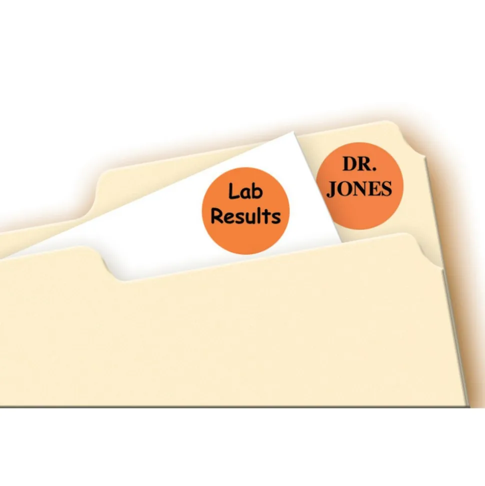 Label Maker Label: Orange, Paper, 3/4" OAL, 3/4" OAW, 1,008 per Roll