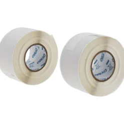 Label Maker Label: White, Die Cut Paper with Semi Perm Adhesive, 3-1/2" OAL, 1-1/8" OAW, 130 per Roll, 2 Roll