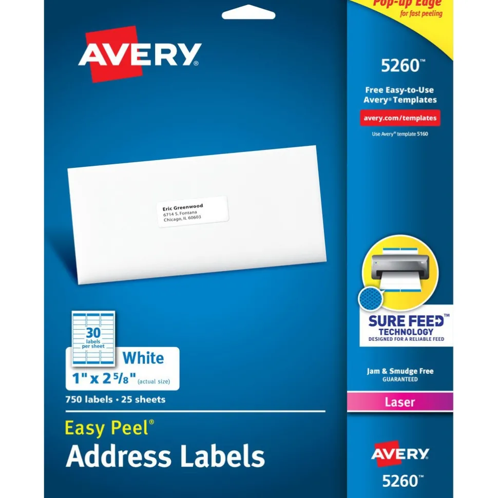 Label Maker Label: White, Paper, 2-5/8" OAL, 750 per Roll