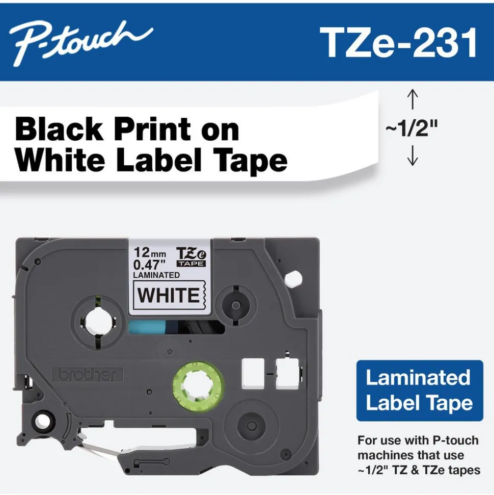 Label Maker Label: White, Polyester, 1 per Roll, 1 Roll