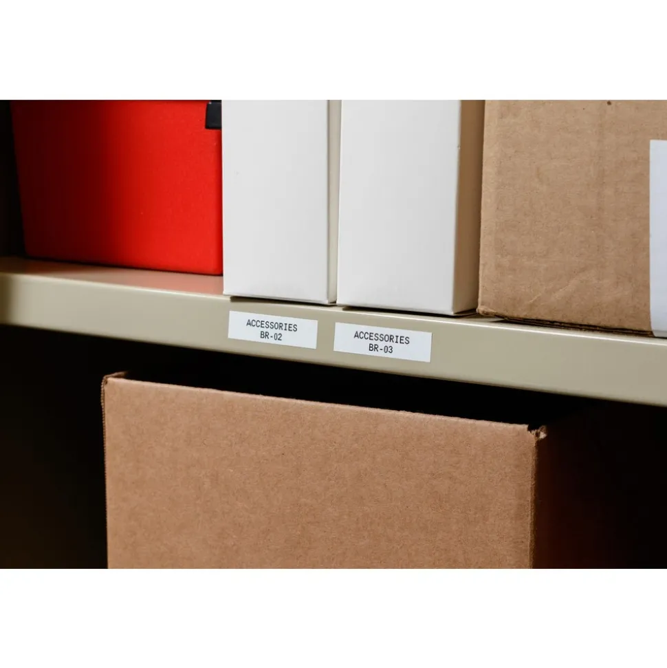 Label Maker Label: White, Vinyl, 1 Roll