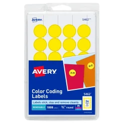 Label Maker Label: Yellow, Paper, 3/4" OAL, 3/4" OAW, 1,008 per Roll