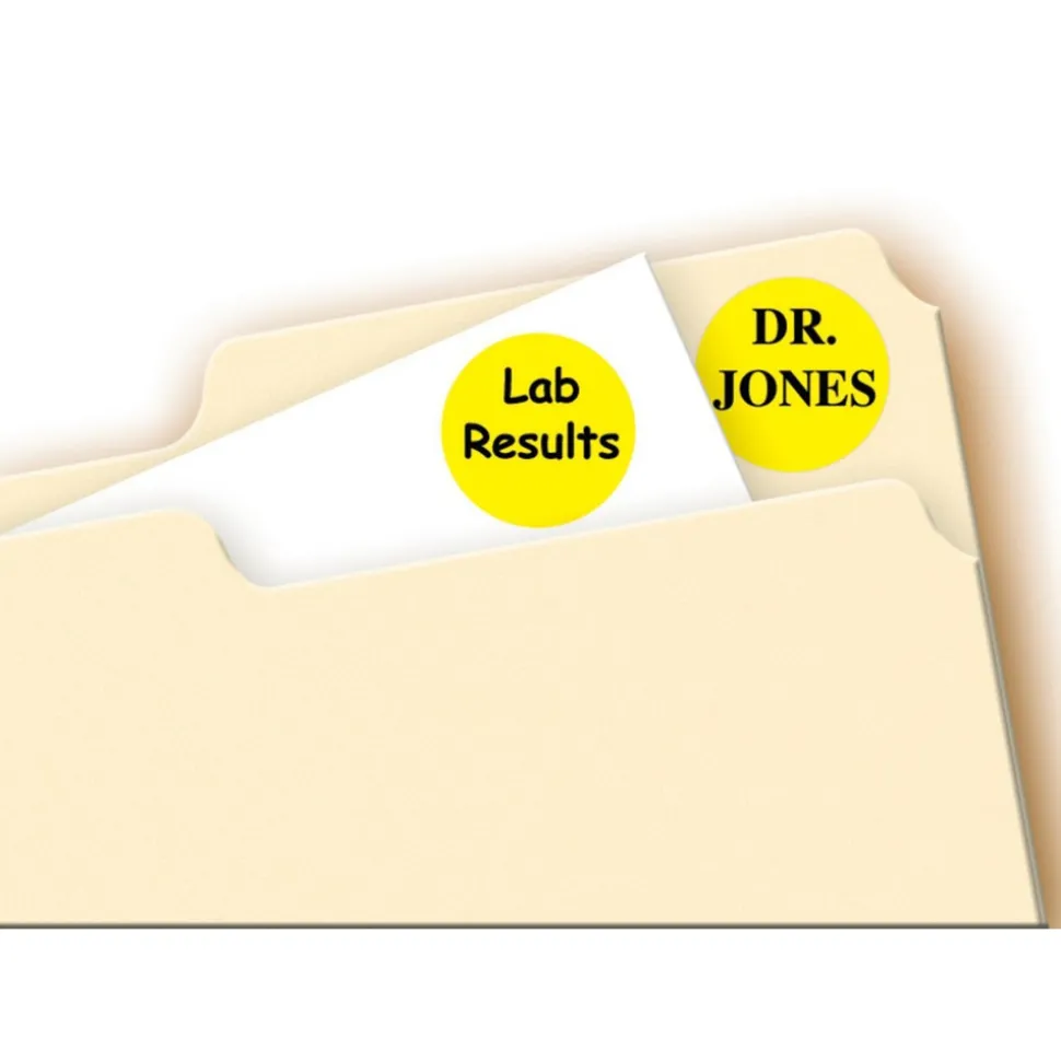 Label Maker Label: Yellow, Paper, 3/4" OAL, 3/4" OAW, 1,008 per Roll