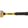 2 lb Brass Striking Hammer, Non-Sparking, Non-Marring 1 1/2" Face Dia, 3" Head Length, 14" OAL, 12" Fiberglass Handle, Double Faced