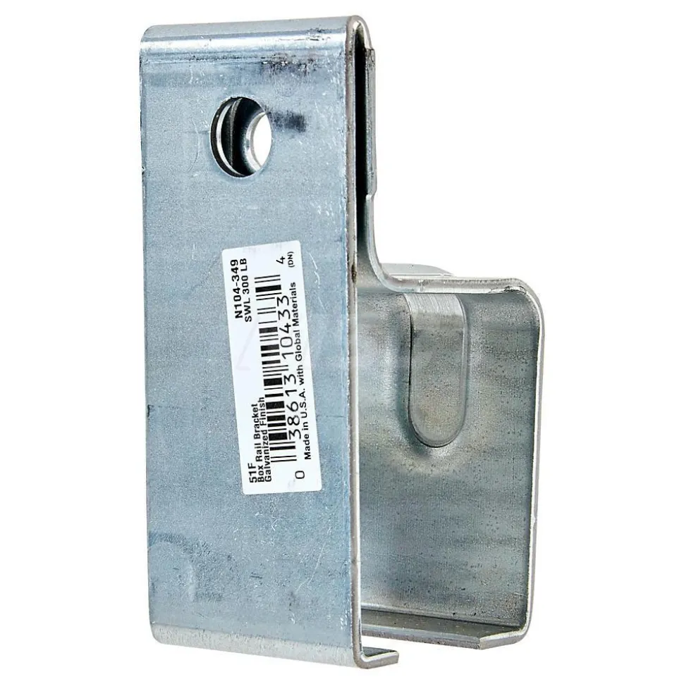 300 Lb Capacity, Galvanized, Single Box Rail Bracket